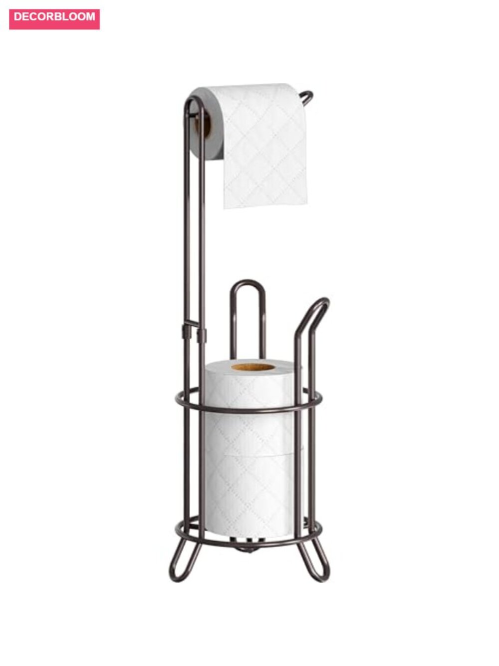 Free-Standing Toilet Paper Holder Stand 4 Roll Capacity Bronze - Picture 1 of 6